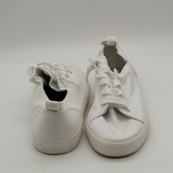 Maurices Womens Lace Up Canvas‎ Sneakers White Round Toe Fringed Edging 6.5M - Picture 3 of 10